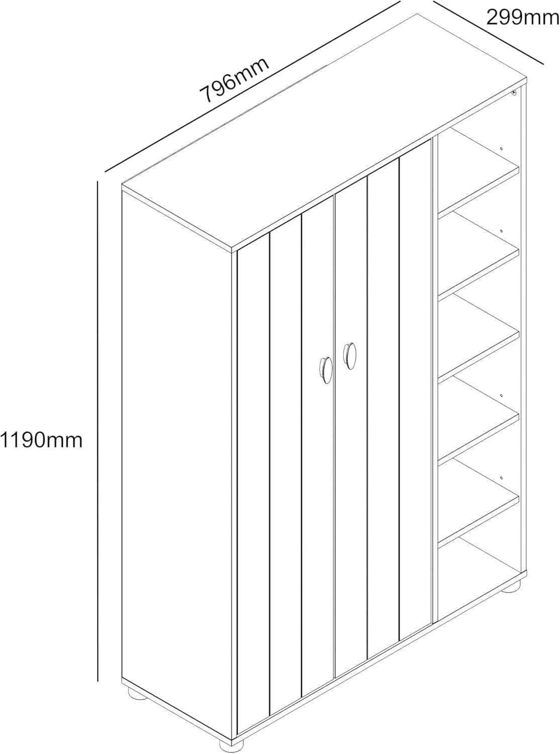 Cream Oak 2-Door Shoe Cabinet 24-Pair Storage 79.6x35.3x119cm