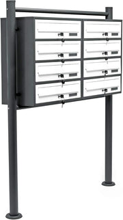 8 Slot Outdoor Letterbox System Secure Steel Anthracite White Durable