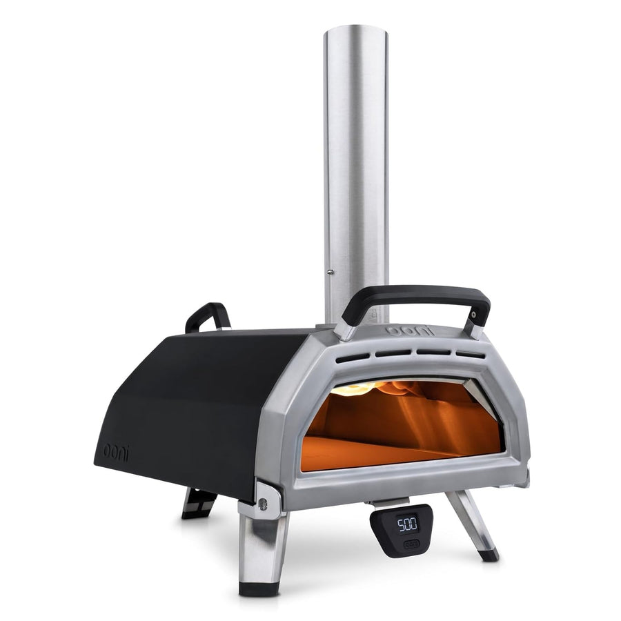 16" Multi-Fuel Outdoor Pizza Oven | Wood & Gas Fired Grill with Stone Base