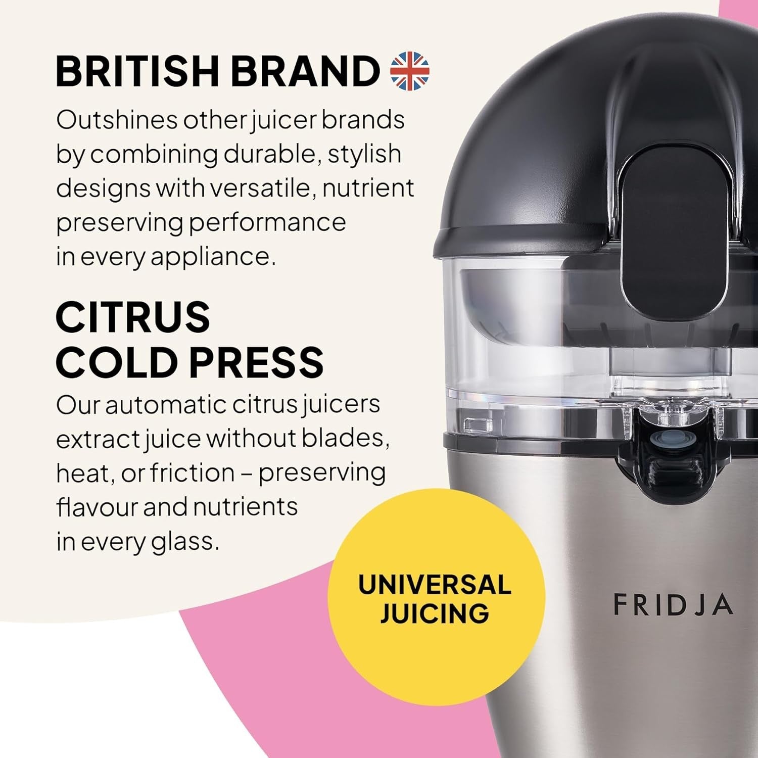 Automatic Citrus Juicer 50W One Touch No Spill 400ml Stainless Steel