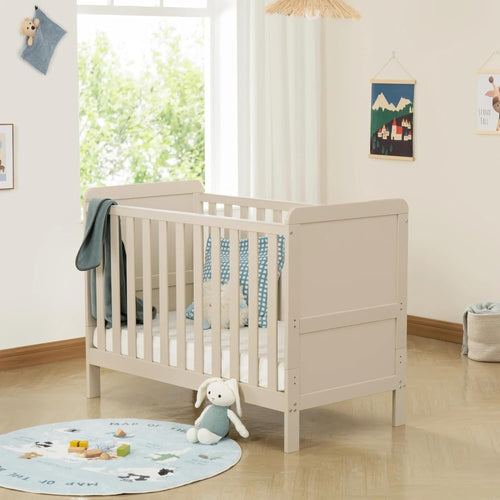 Convertible Mini Baby Cot Bed Toddler Bed Adjustable Height with Teething Rails