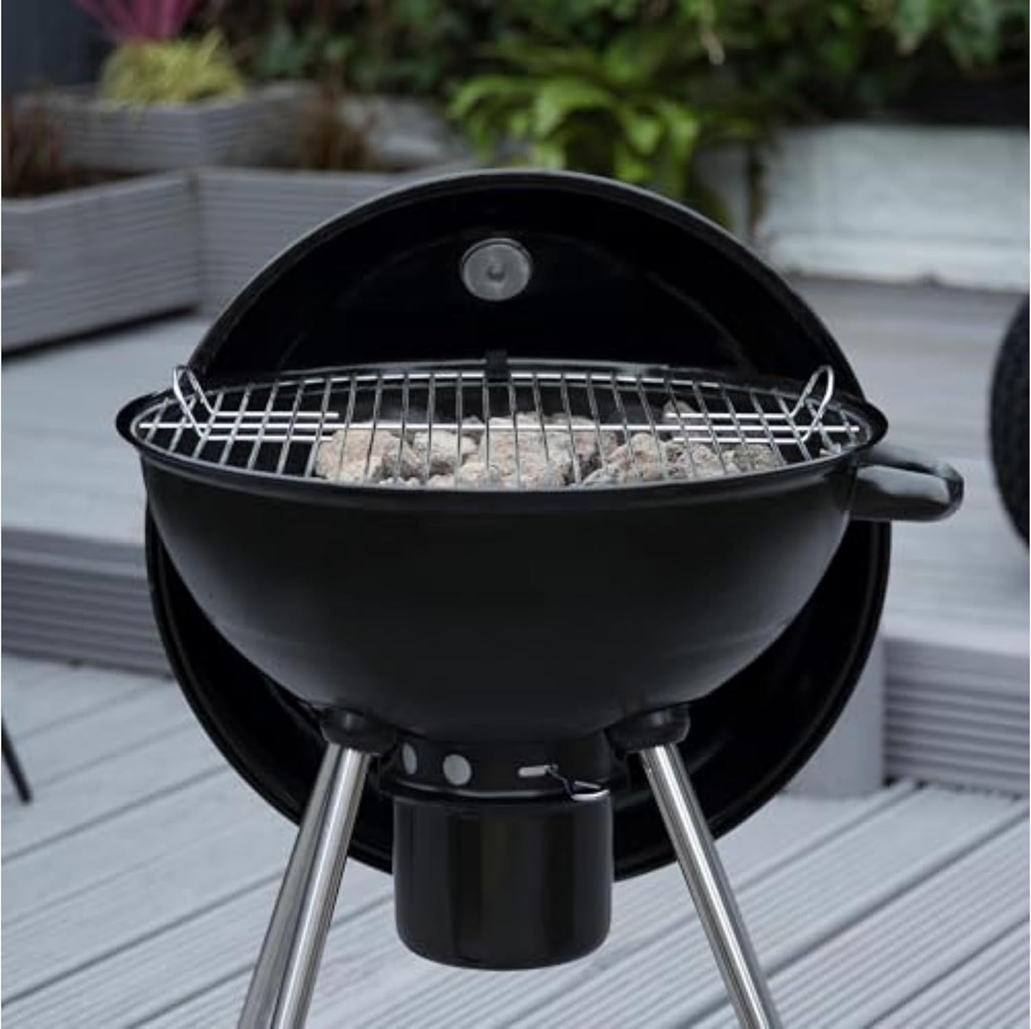 Portable Charcoal Kettle BBQ Grill 47.5cm with Thermometer & Stand
