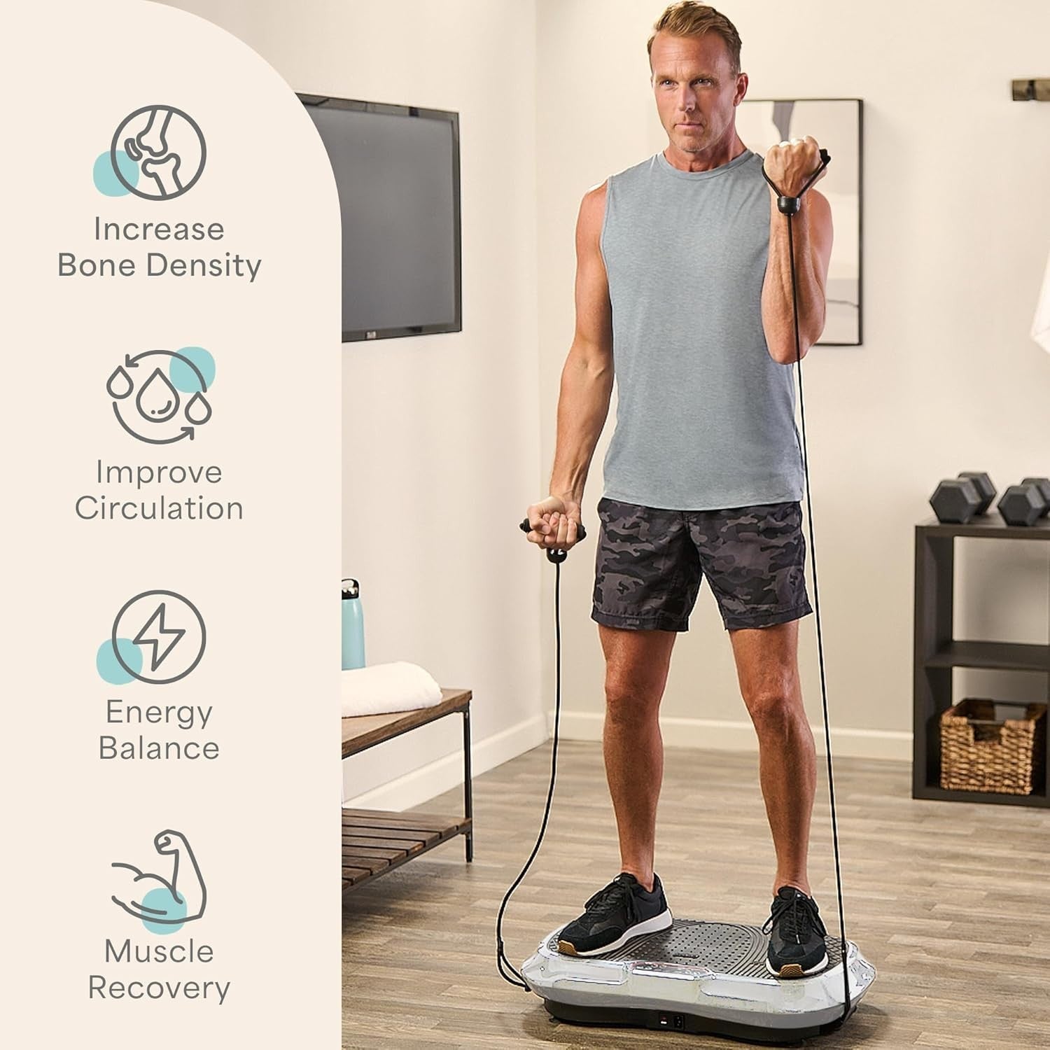 White Vibration Plate Exercise Machine Full Body Workout 99 Speeds
