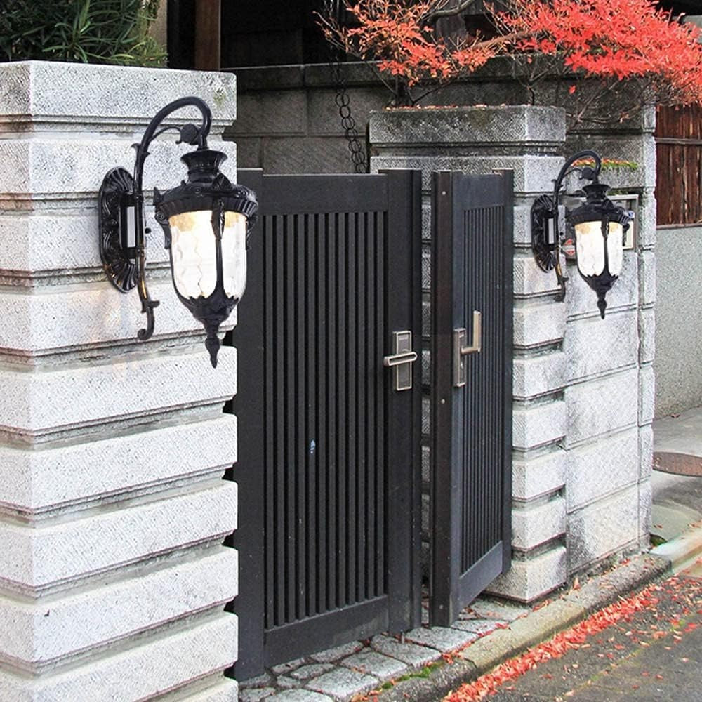 Black Outdoor Wall Lantern Waterproof Garden Light