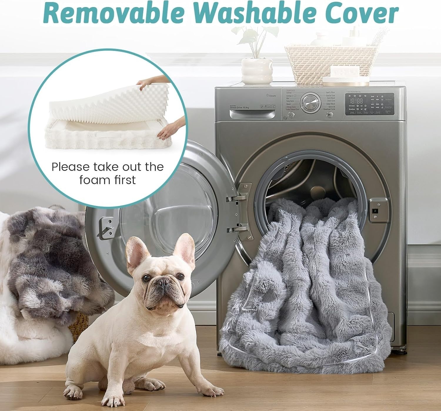 Medium Orthopedic Dog Sofa Bed Faux Fur Washable 36x27in