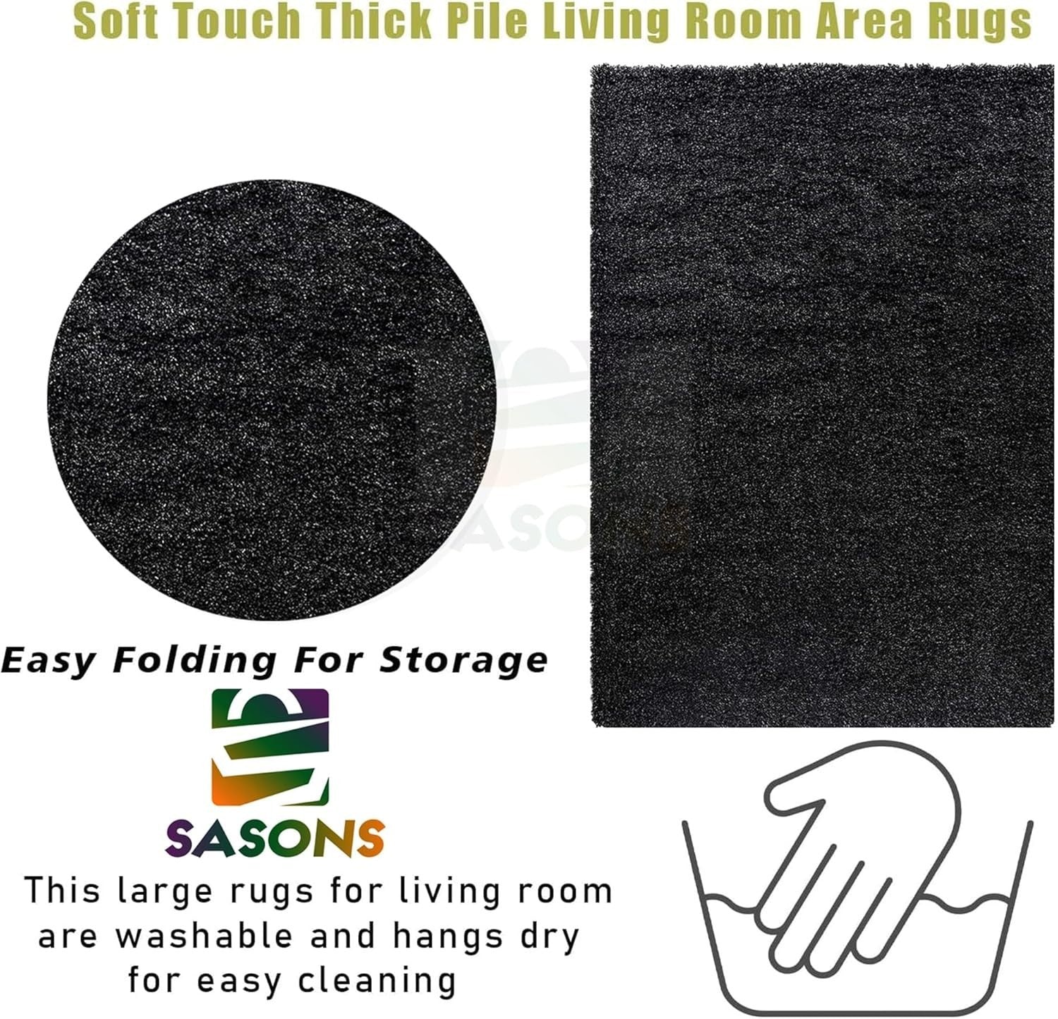 Extra Large Shaggy Area Rug 160x230cm Thick Soft High Pile Living Room Carpet