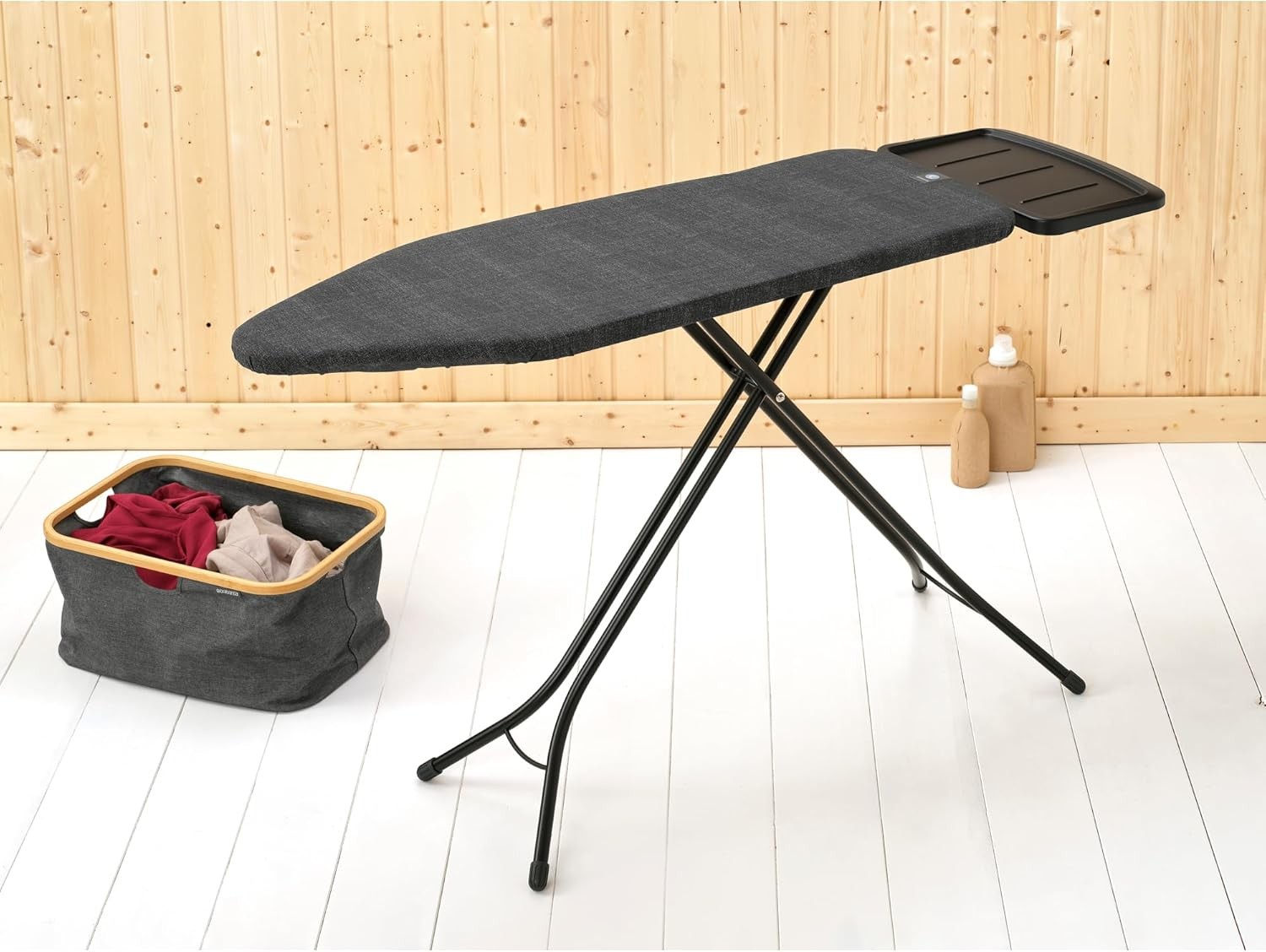 Extra Large Ironing Board 124x45cm Adjustable Height Steam Unit Holder