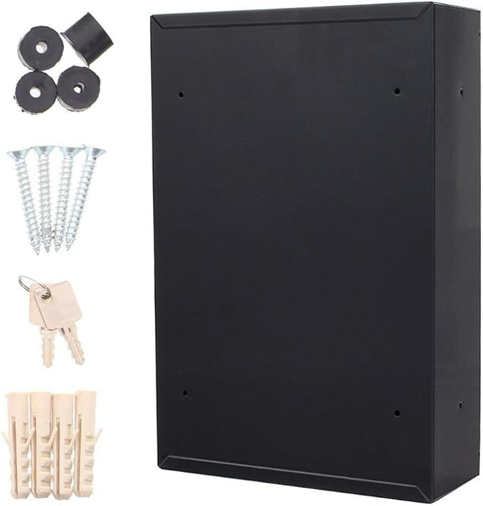 Lockable Steel Wall Mount Mailbox Weatherproof Drop Box 320x215x90mm Secure Post