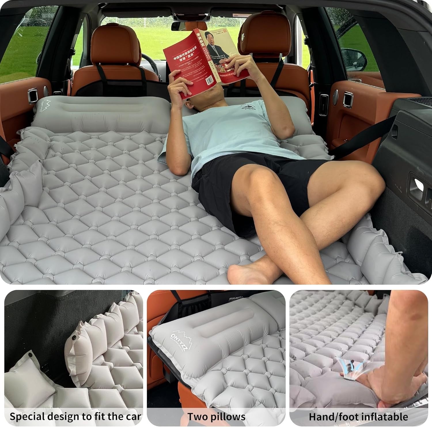 2 Person Inflatable Car Mattress SUV Air Bed Camping Travel Mat w/Pump