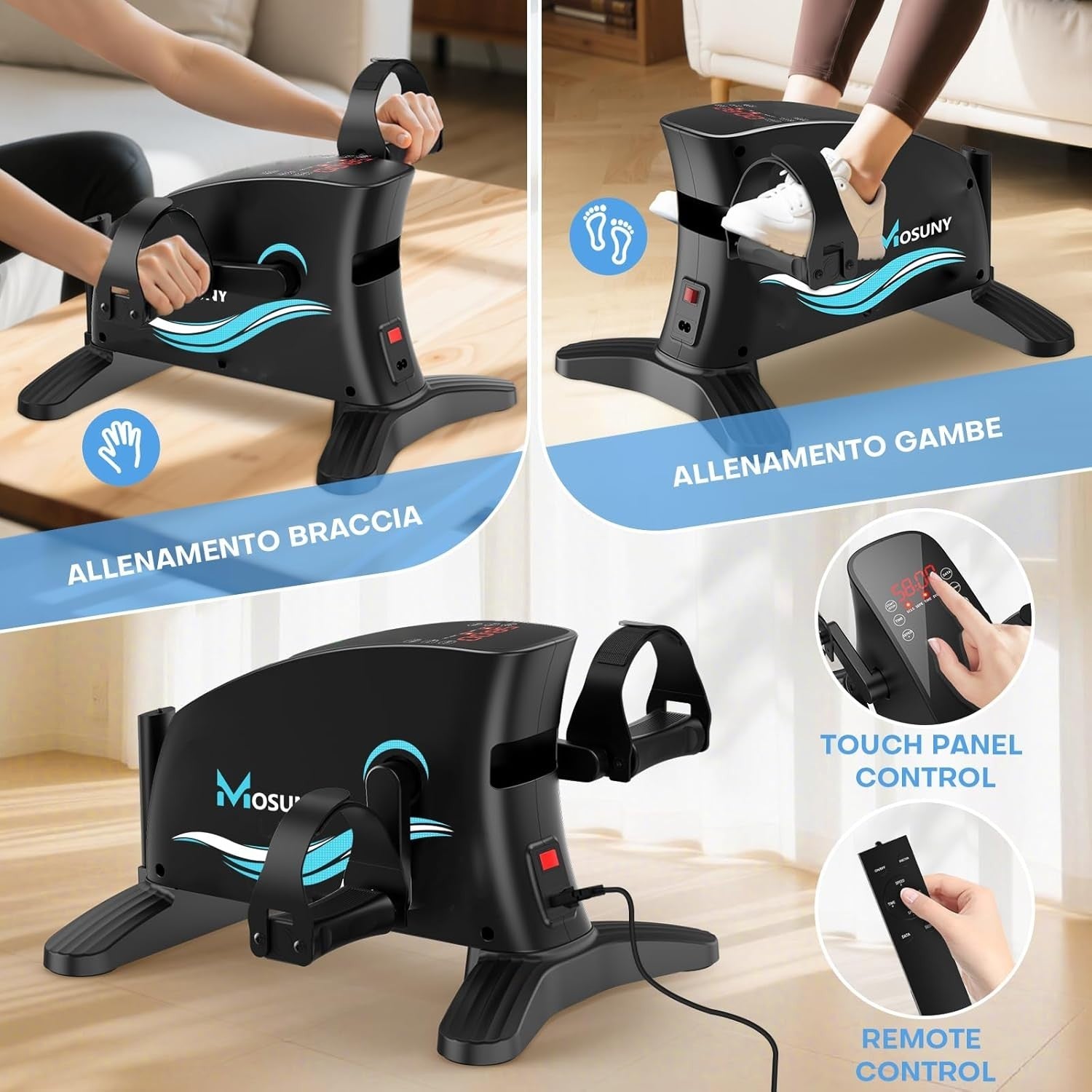 Electric Mini Pedal Exerciser w/ LCD Touchscreen, 15 Speeds & Remote Control