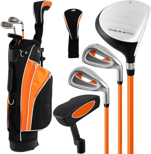 Junior Golf Club Set Age 8–10 Right Hand Fairway Irons Putter Stand Bag