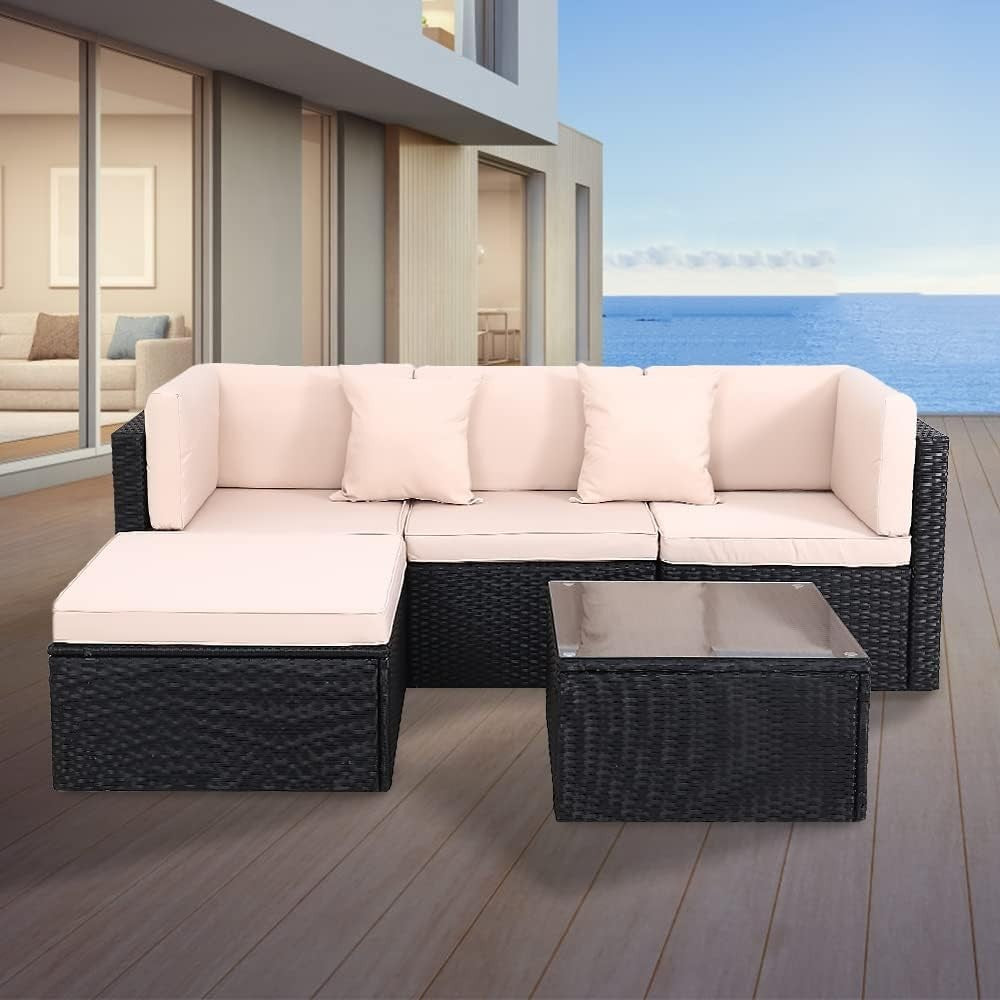 4-Seater Rattan Garden Sofa Set Outdoor Patio Modular Lounge with Cushions
