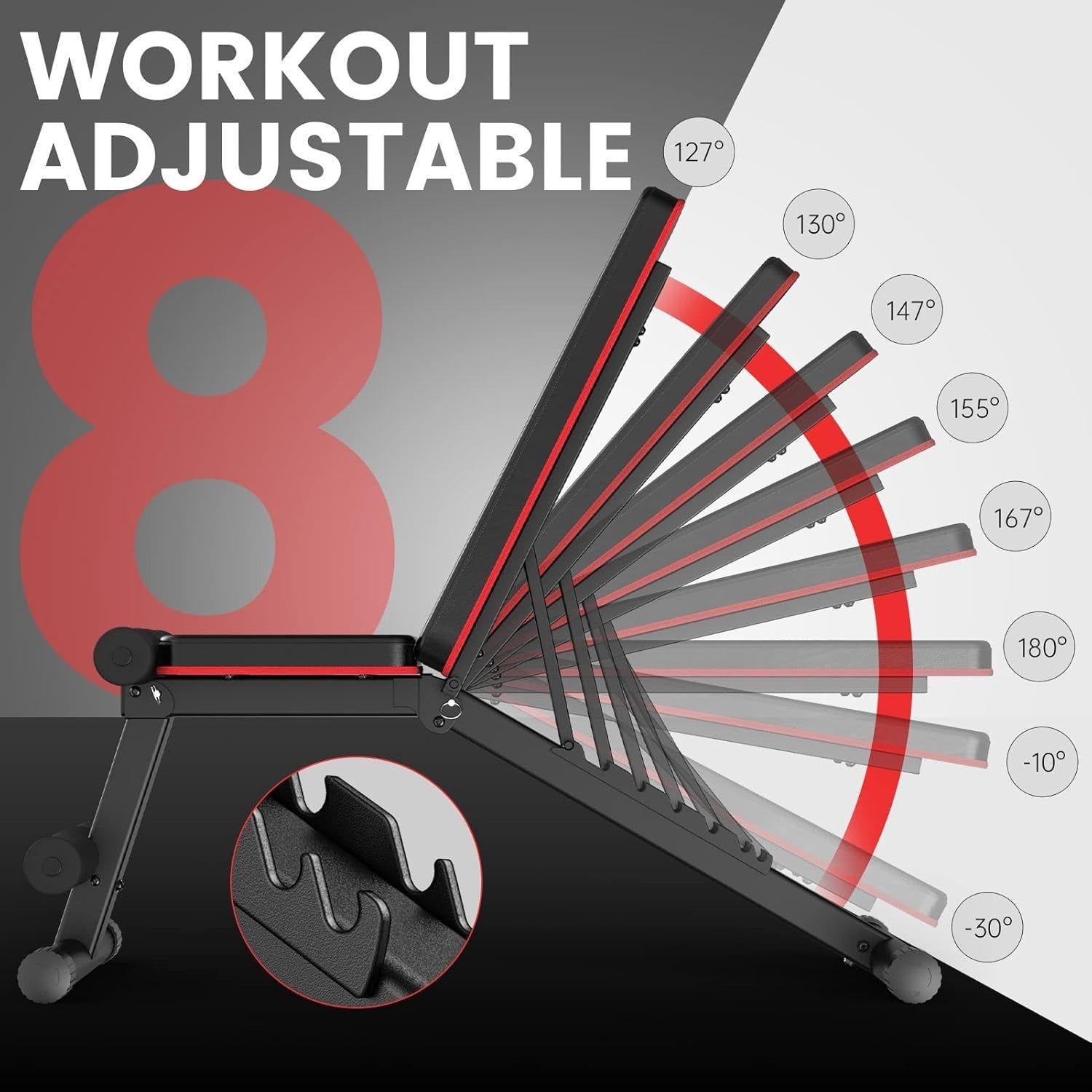 Adjustable Weight Bench Foldable Incline Decline 500lb Capacity Home Gym
