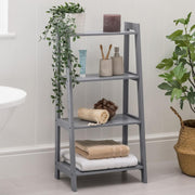 4 Tier Ladder Shelf Bathroom Storage Unit Wooden Display Stand Grey