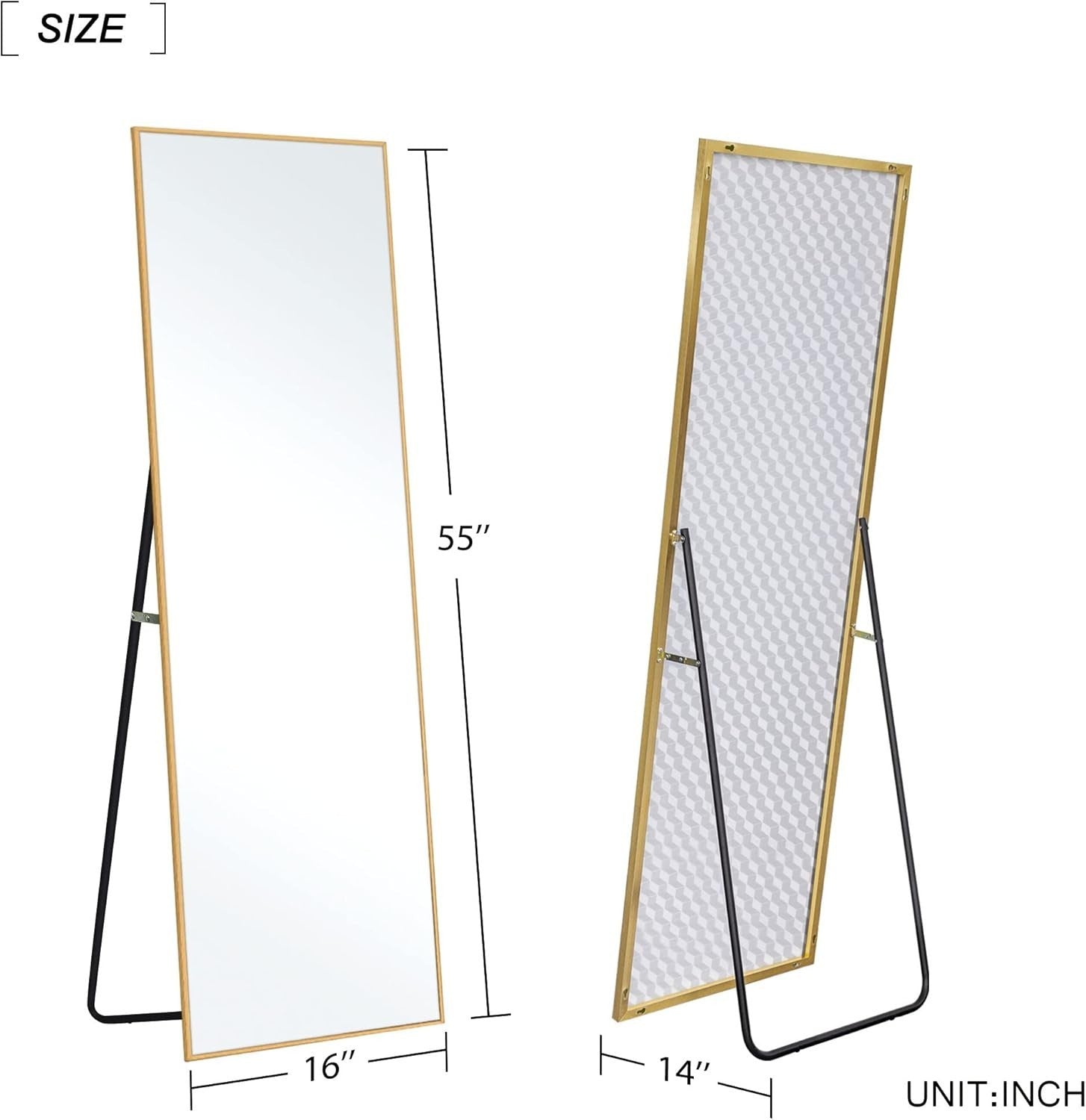 Full Length Floor Mirror 139x41cm Aluminum Frame Stand & Wall Mount