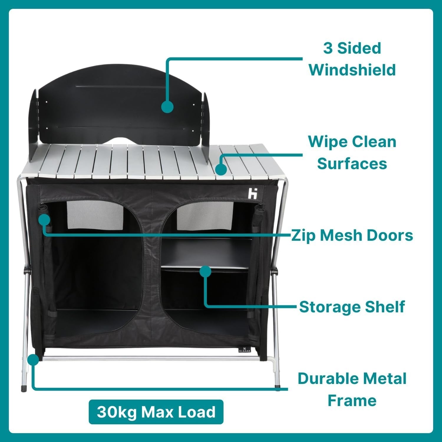 Foldable Camping Kitchen Unit Stove Storage Portable Outdoor Cooking Station