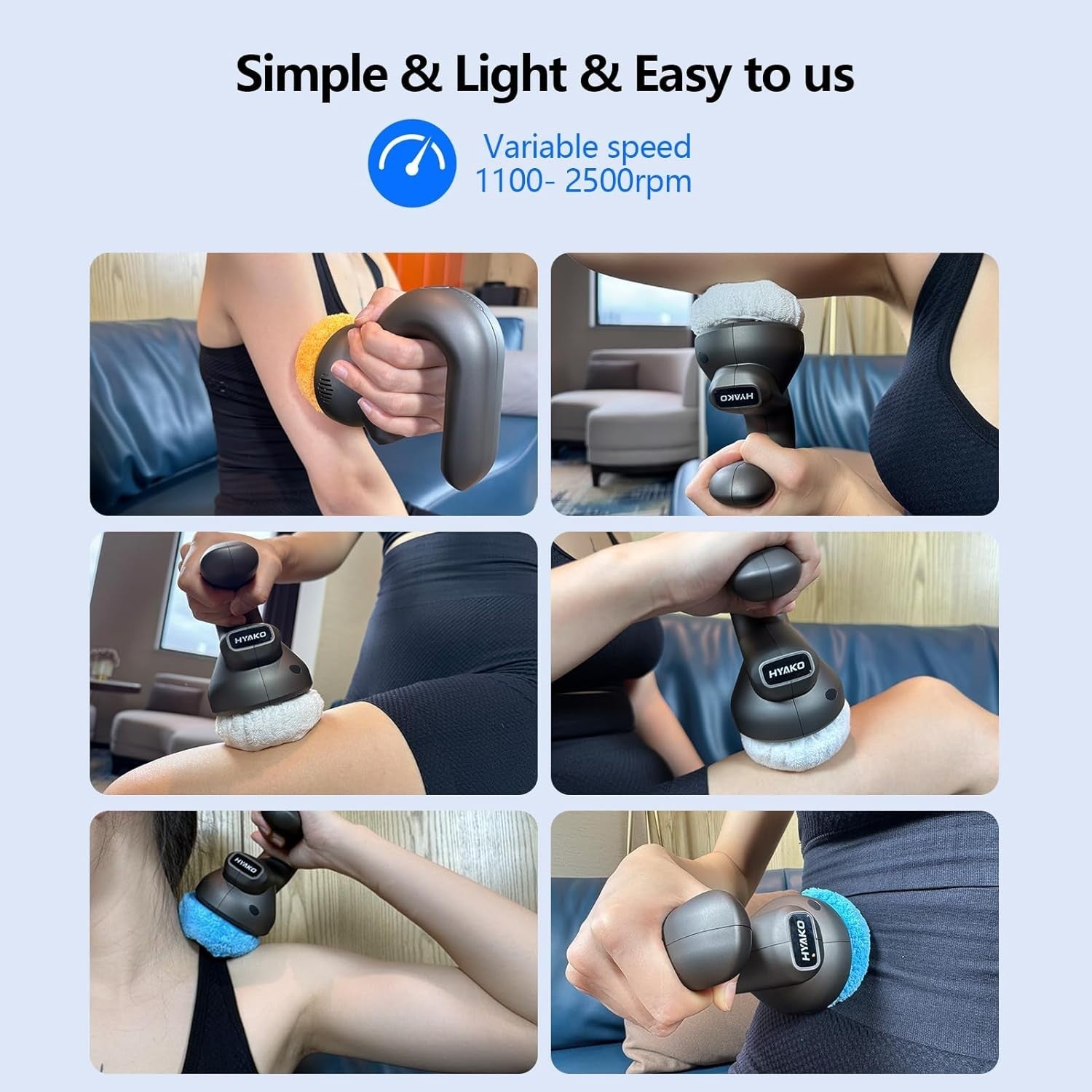 Deep Tissue Handheld Massager 3 Heads Multi-Speed for Neck Back Pain Relief