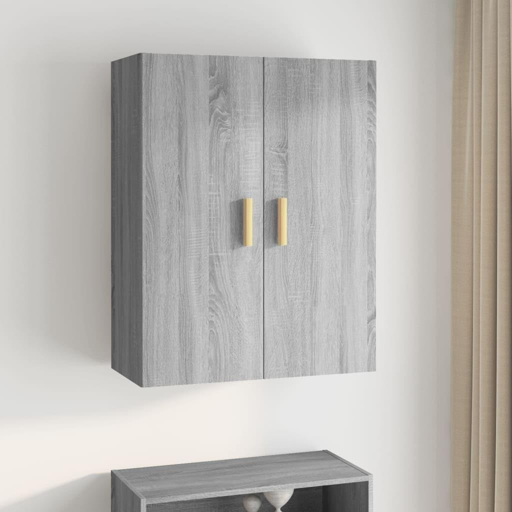 Grey Wall Cabinet Storage Unit with Doors, 3 Compartments, Modern Look.