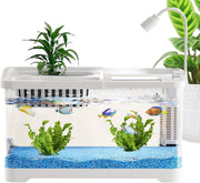 Small Betta Fish Tank with Hydroponic Basket Desktop Aquarium Kit