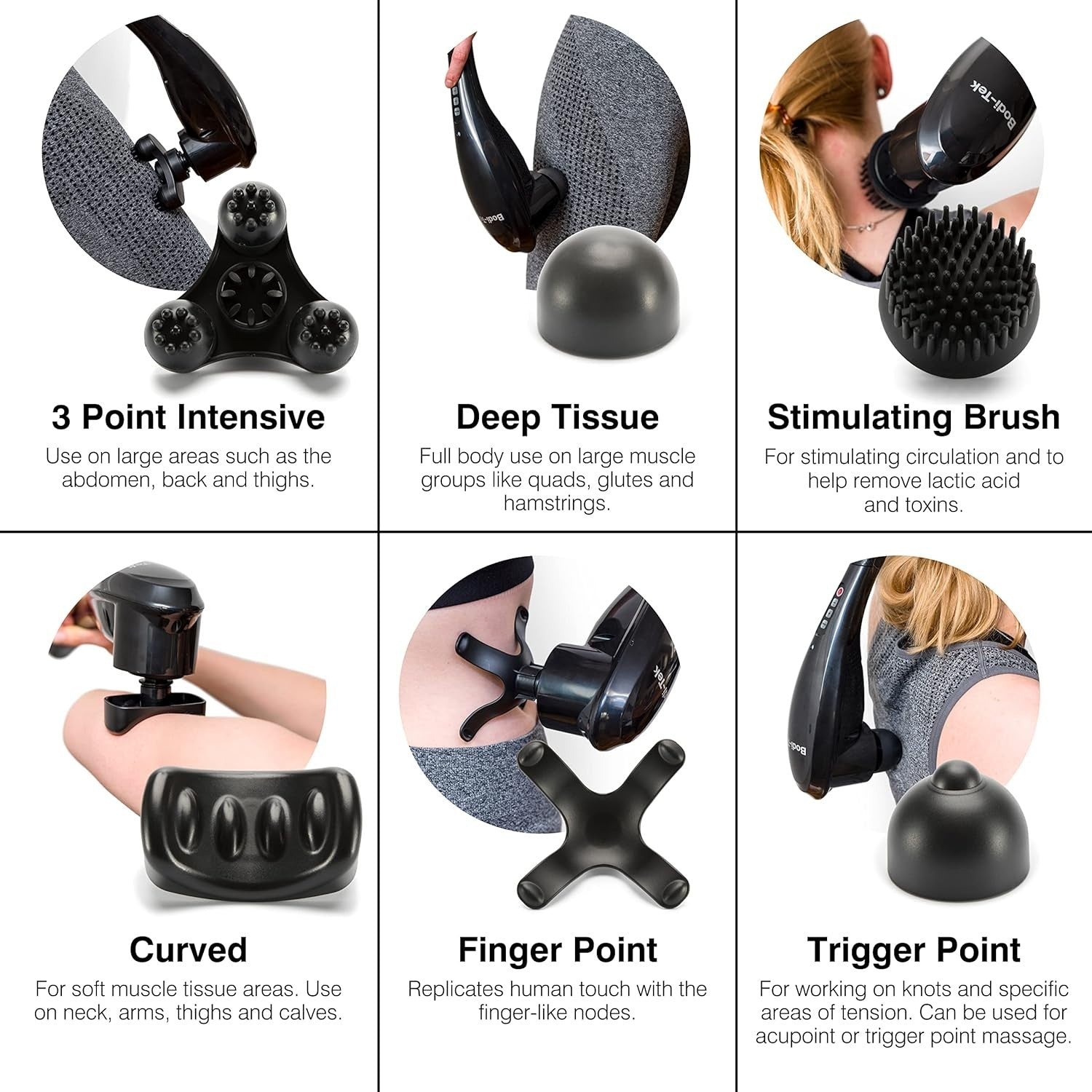 Deep Tissue Massage Gun Cordless Percussion Massager 6 Heads 5 Speeds