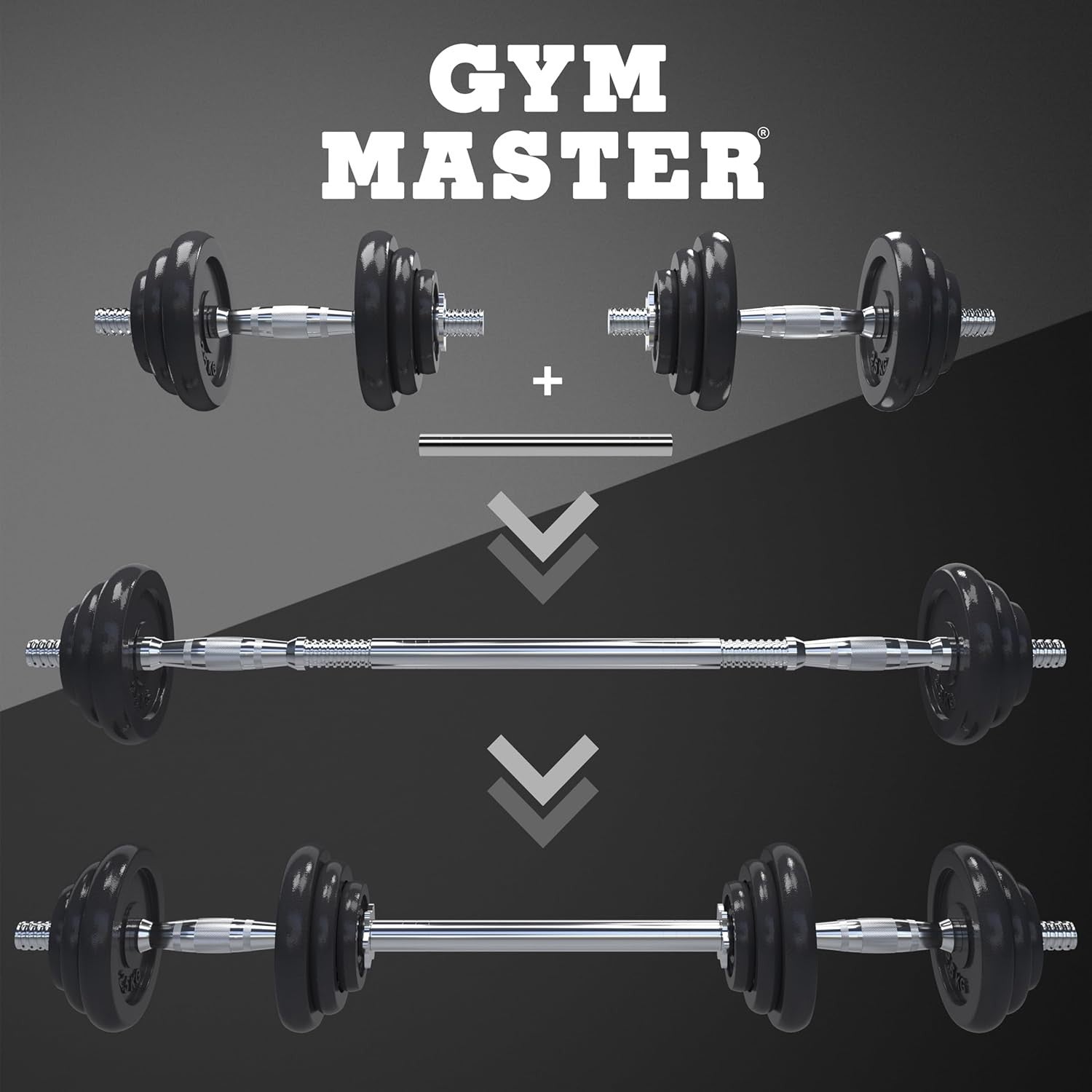 20kg Adjustable Dumbbell Barbell Set Cast Iron Weights Home Gym
