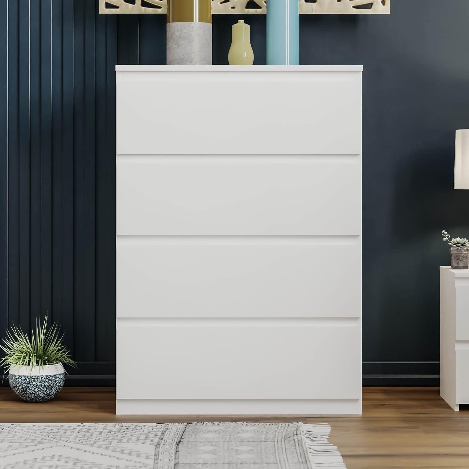 Modern 4-Drawer White Chest Storage Unit – Compact, Durable & Easy Setup