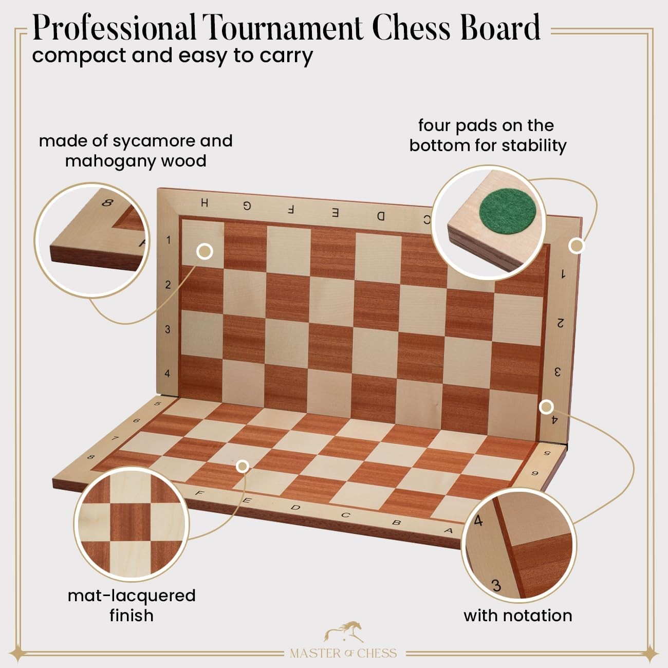 48cm Wooden Inlaid Chess Set – Sycamore Board & Weighted Staunton Pieces