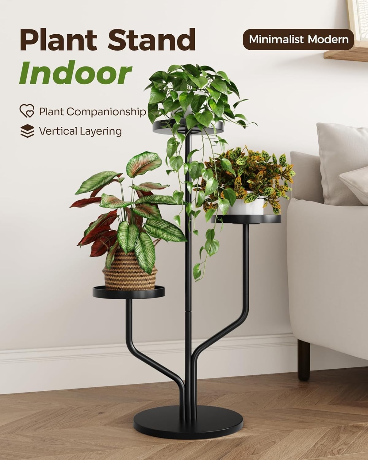 3 Tier Metal Plant Stand Indoor Outdoor Flower Shelf Iron Display Rack Black