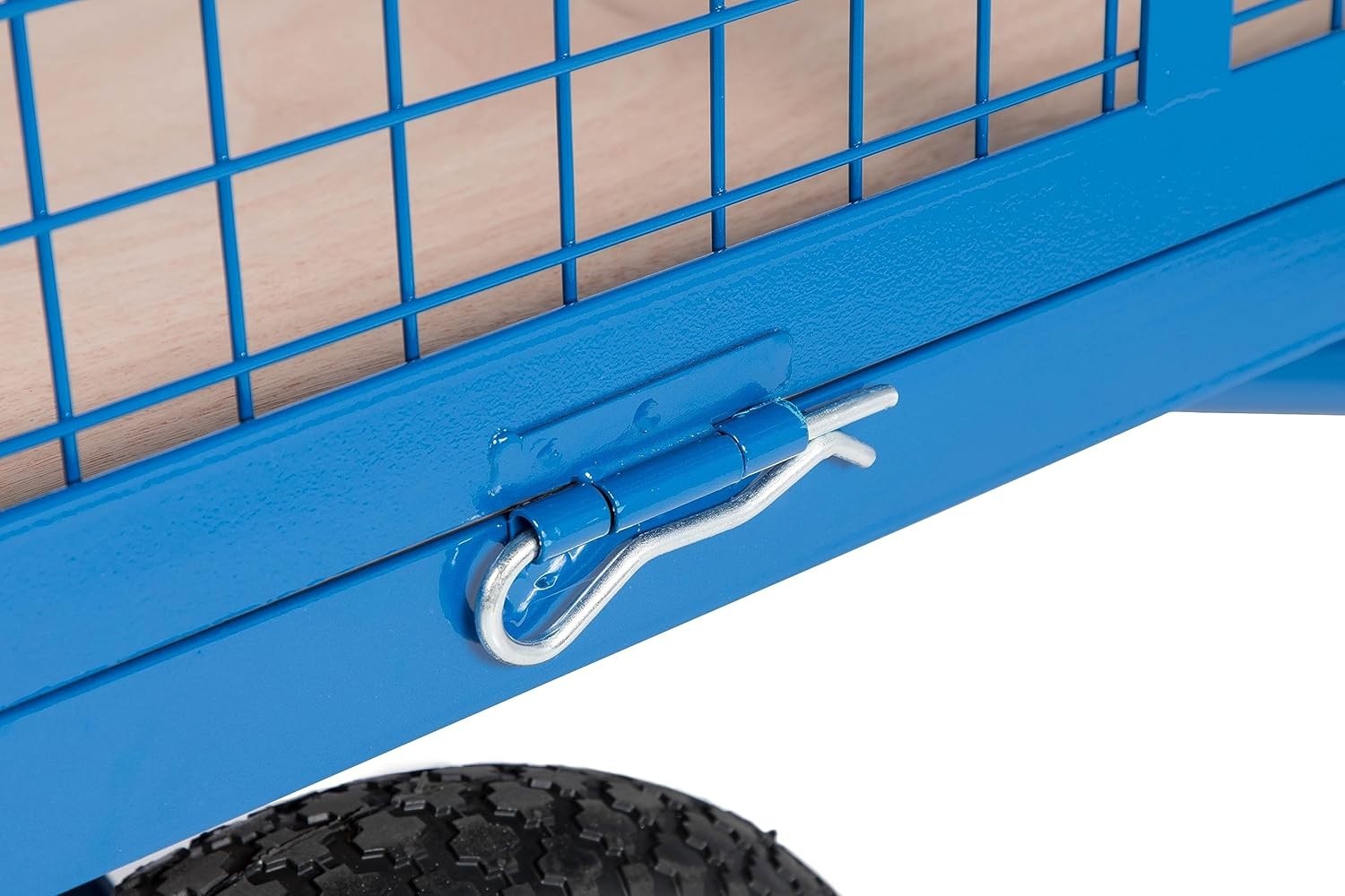 Heavy Duty 1000kg Platform Trolley Cart Mesh Sides Pneumatic Wheels