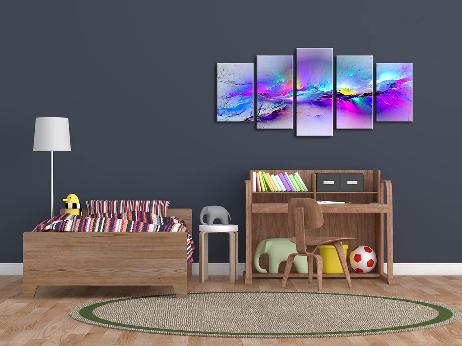 5 Piece Modern Canvas Wall Art Set Changing Colours