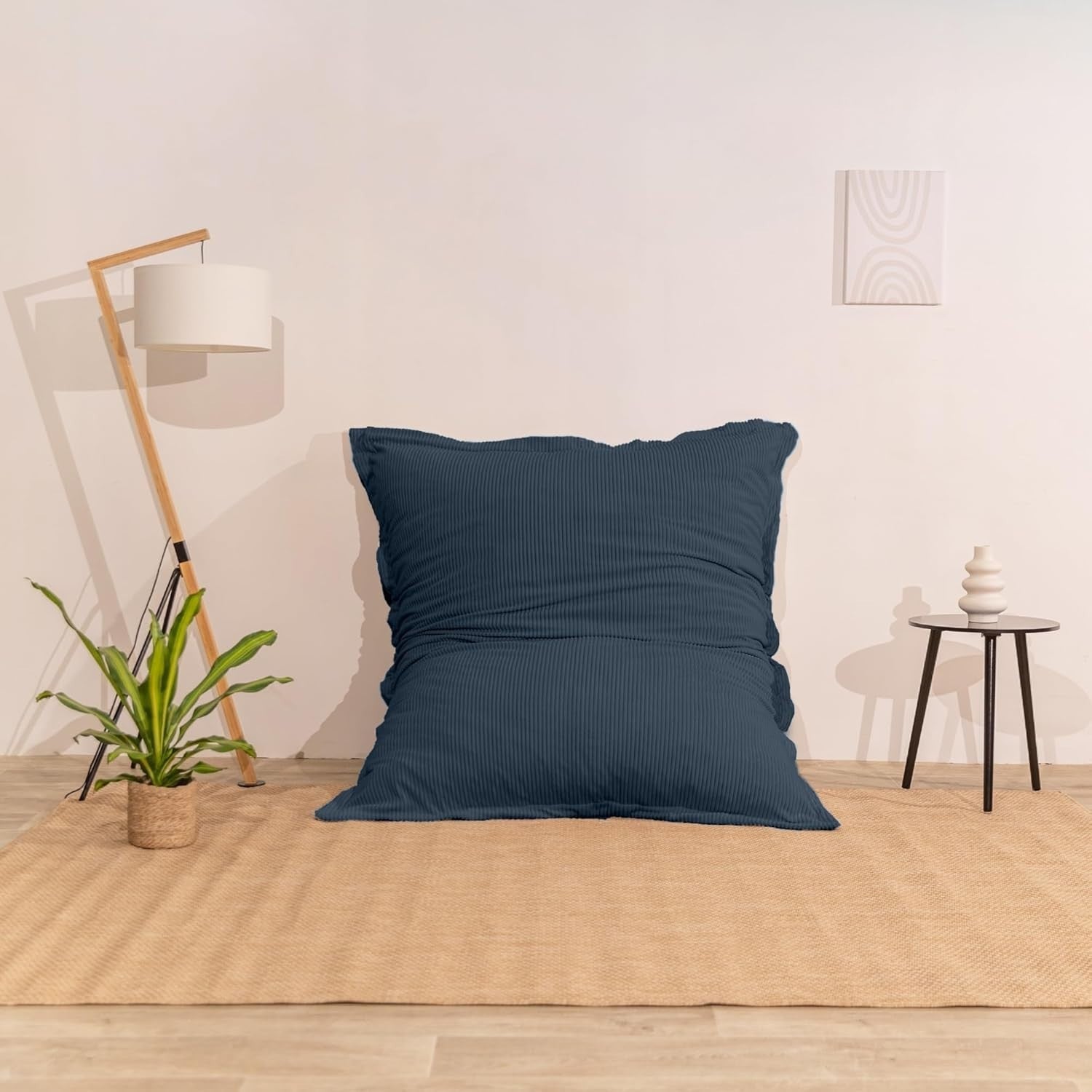 XXL Foam Bean Bag Blue Sofa for Adults & Kids Corduroy Floor Seat 180x140cm