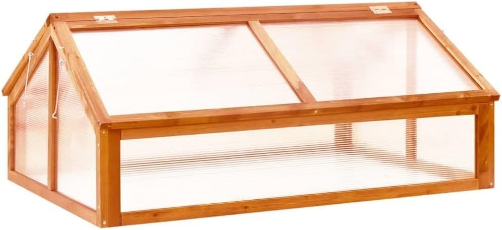 Wooden Cold Frame Greenhouse 114x80x50cm | Firwood Outdoor Raised Planter Box