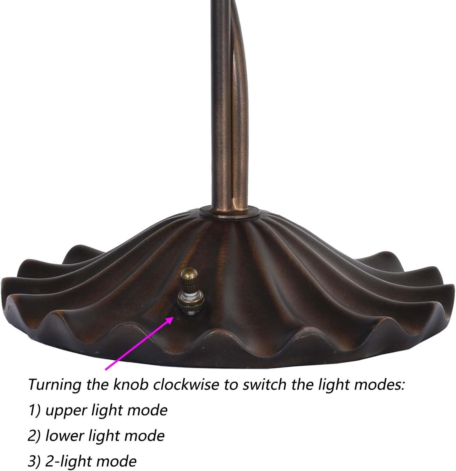 Vintage Tiffany Style Stained Glass Table Lamp, 2-Light Pink Lily Pad Base