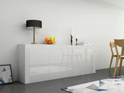 Modern White Sideboard 200cm Gloss Cabinet Unit Storage Drawers Doors