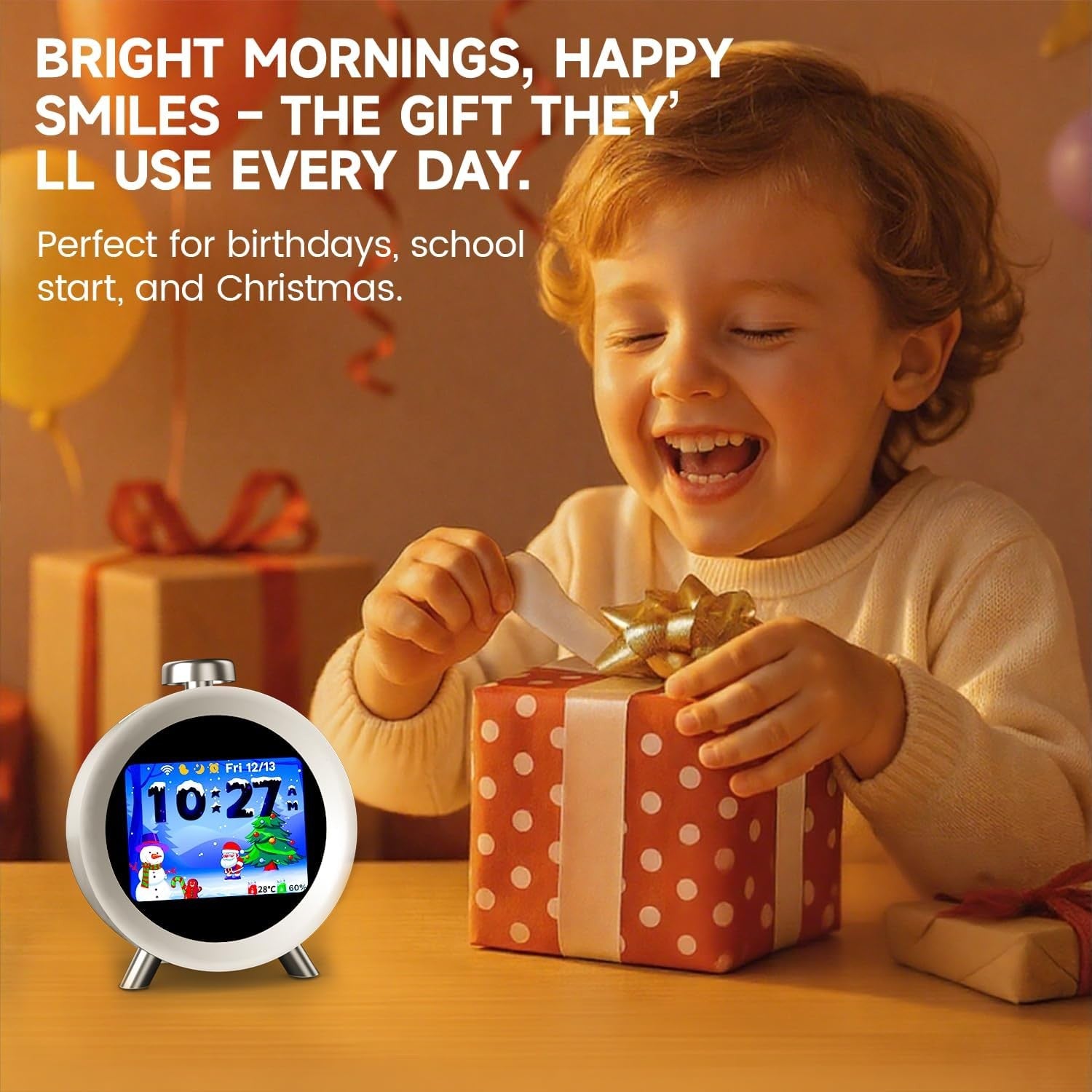 Smart Digital Alarm Clock App Control Animated Display Temp Humidity Sensor