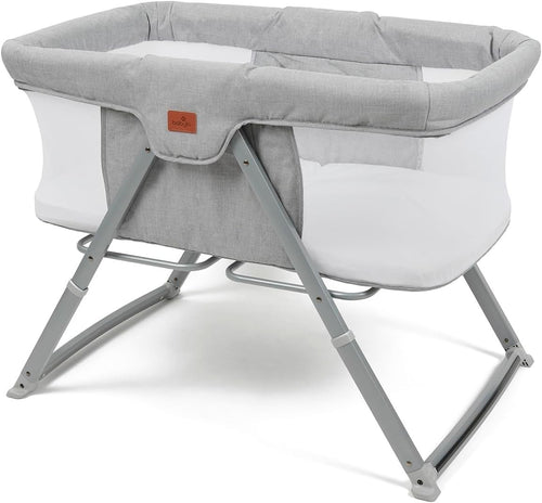 Folding Baby Crib Travel Bassinet with Mattress Mesh Sides & Carry Bag
