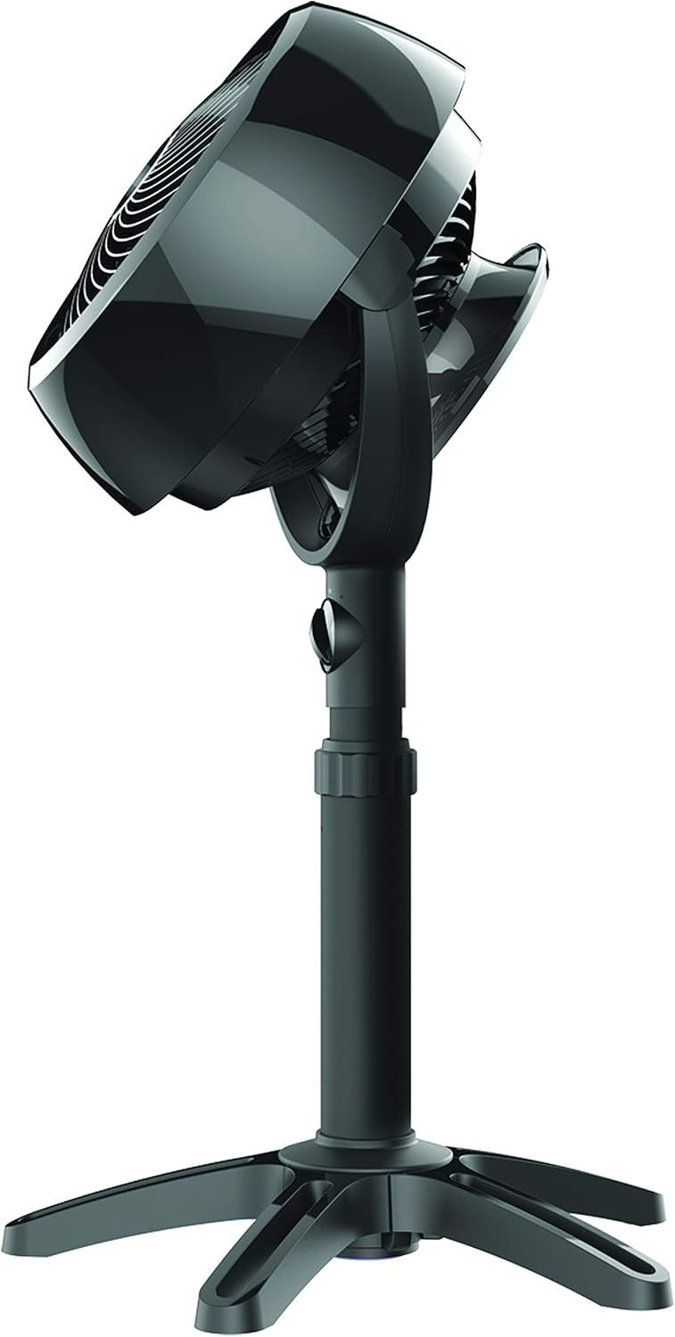 Black Pedestal Fan – 3-Speed Adjustable Height Whole Room Air Circulator Quiet