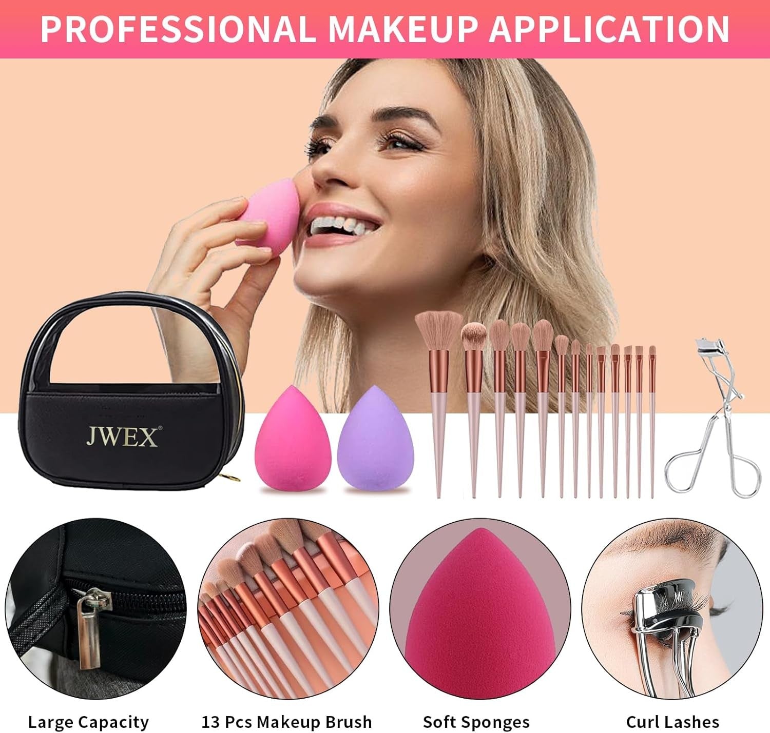 37pc Makeup Kit – Eyeshadow, Lipstick, Brushes & Travel Bag