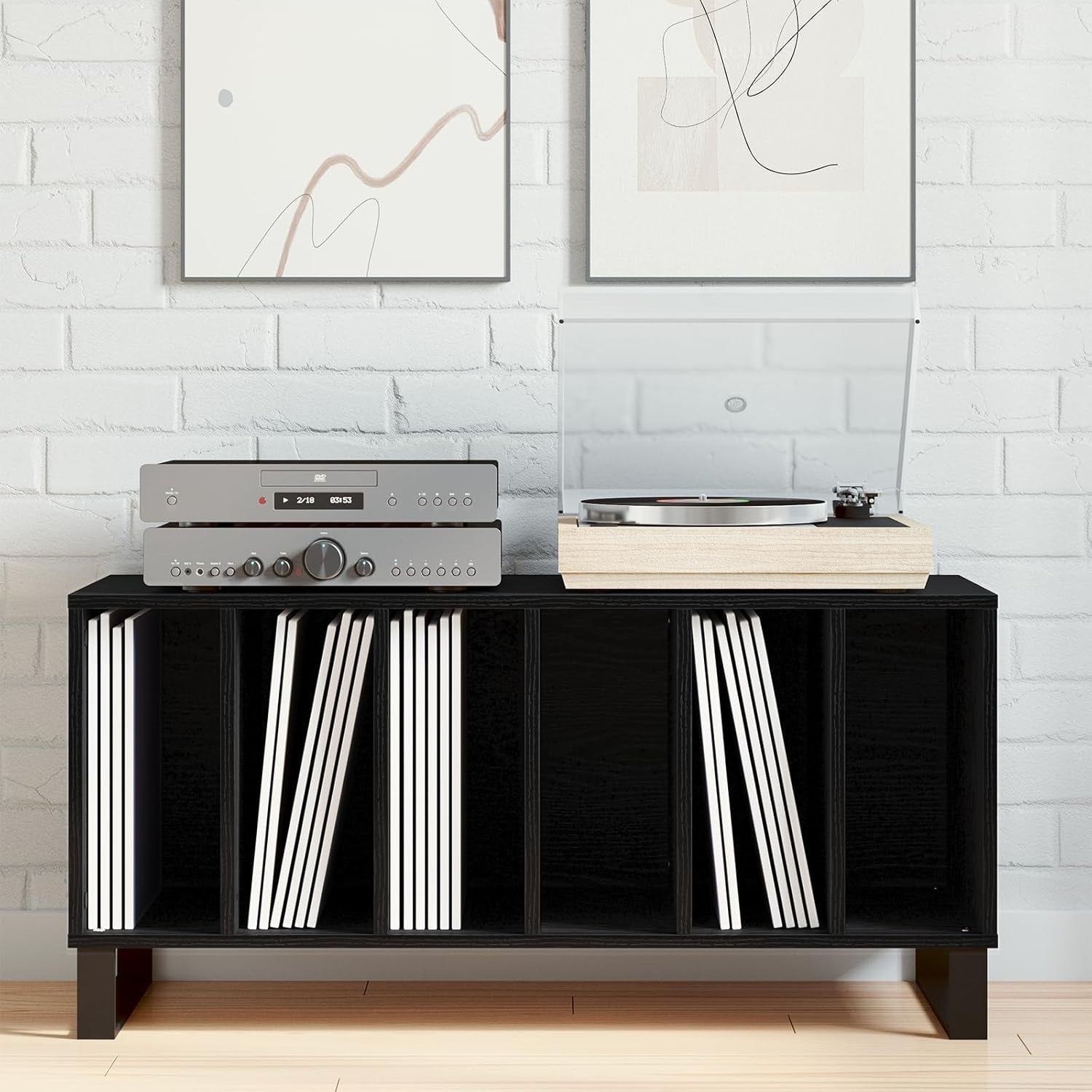 Black Oak Media Storage Cabinet – DVD Organizer & TV Console, Durable