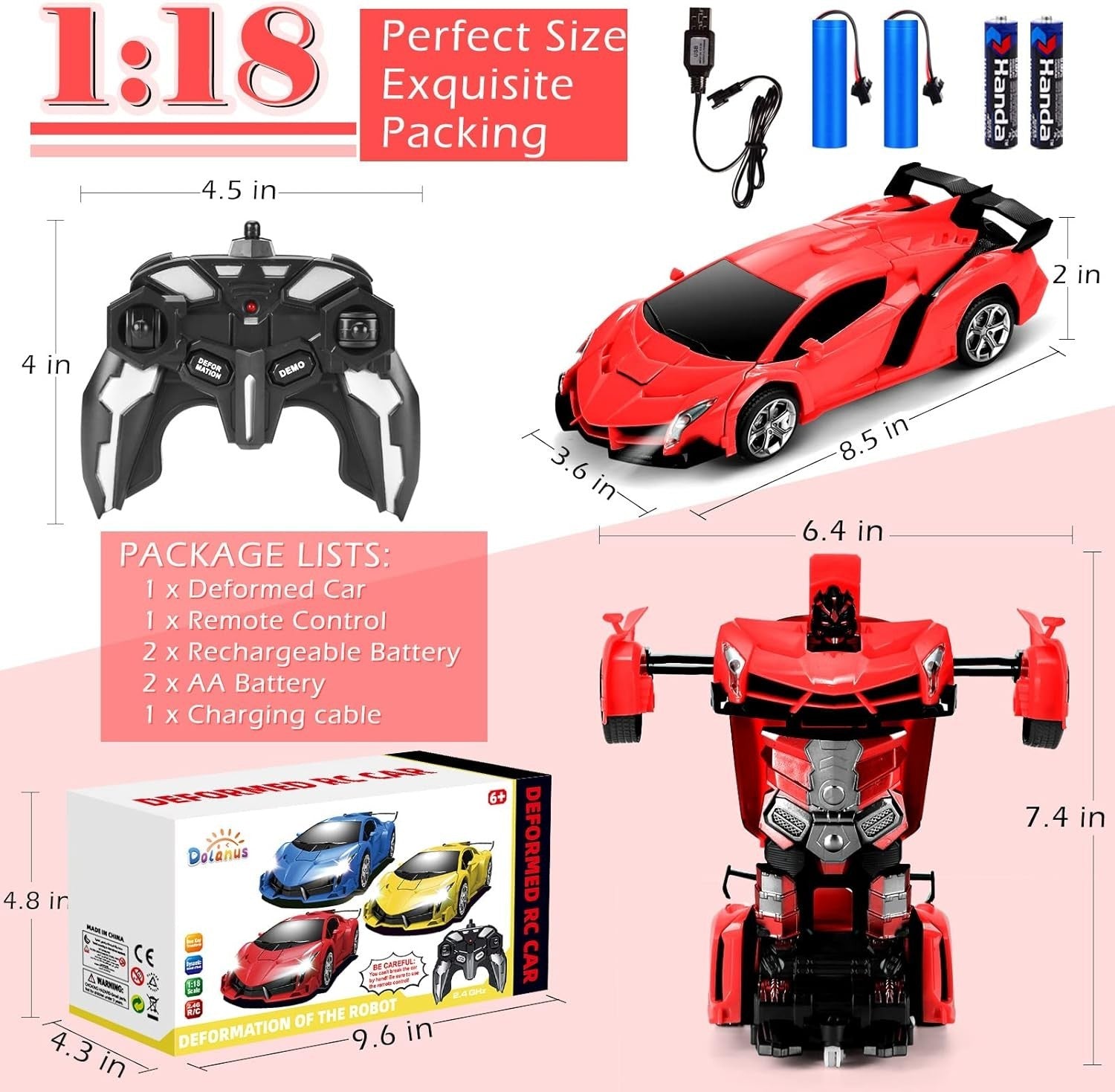 Robot RC Car 360° Spin Toy – Rechargeable Gift for Kids 3–8+