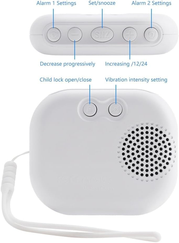 Rechargeable Vibrating Alarm Clock for Heavy Sleepers Dual Alarm LCD Display