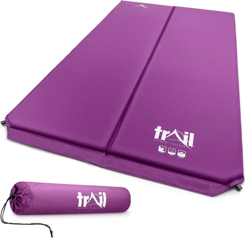 Self-Inflating Double Camping Mat Portable Inflatable Mattress Purple