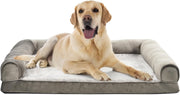 XL Orthopedic Dog Bed 112x89cm U Shape Bolster Taupe Washable