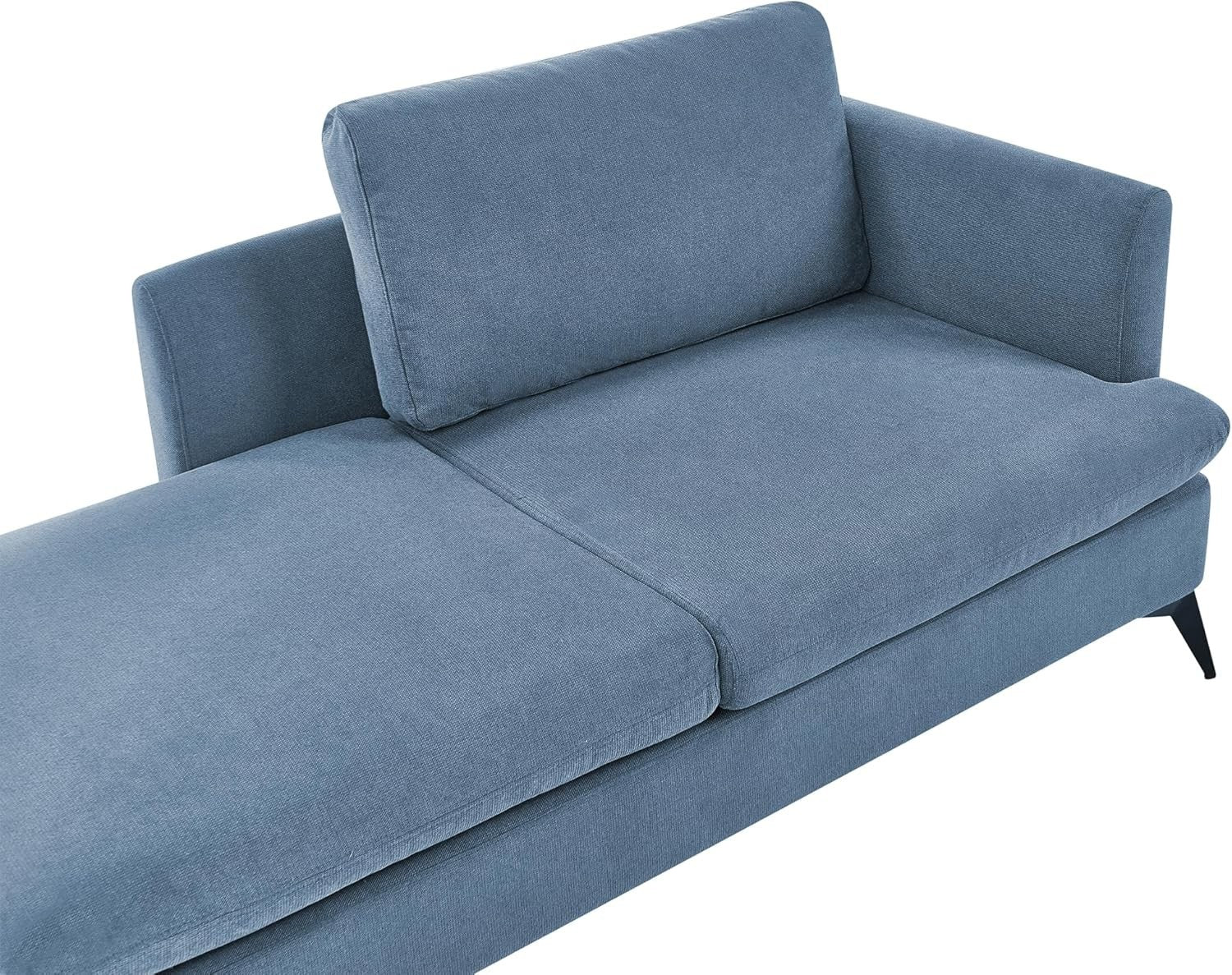 Modern Right Hand Blue Chaise Lounge with Cushion | Durable Polyester & Metal Le