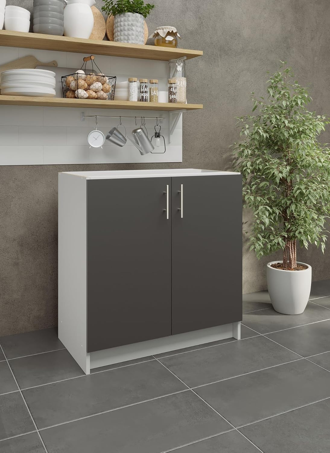 800mm Dark Grey Matt Kitchen Base Cabinet Cupboard Storage Unit Modern