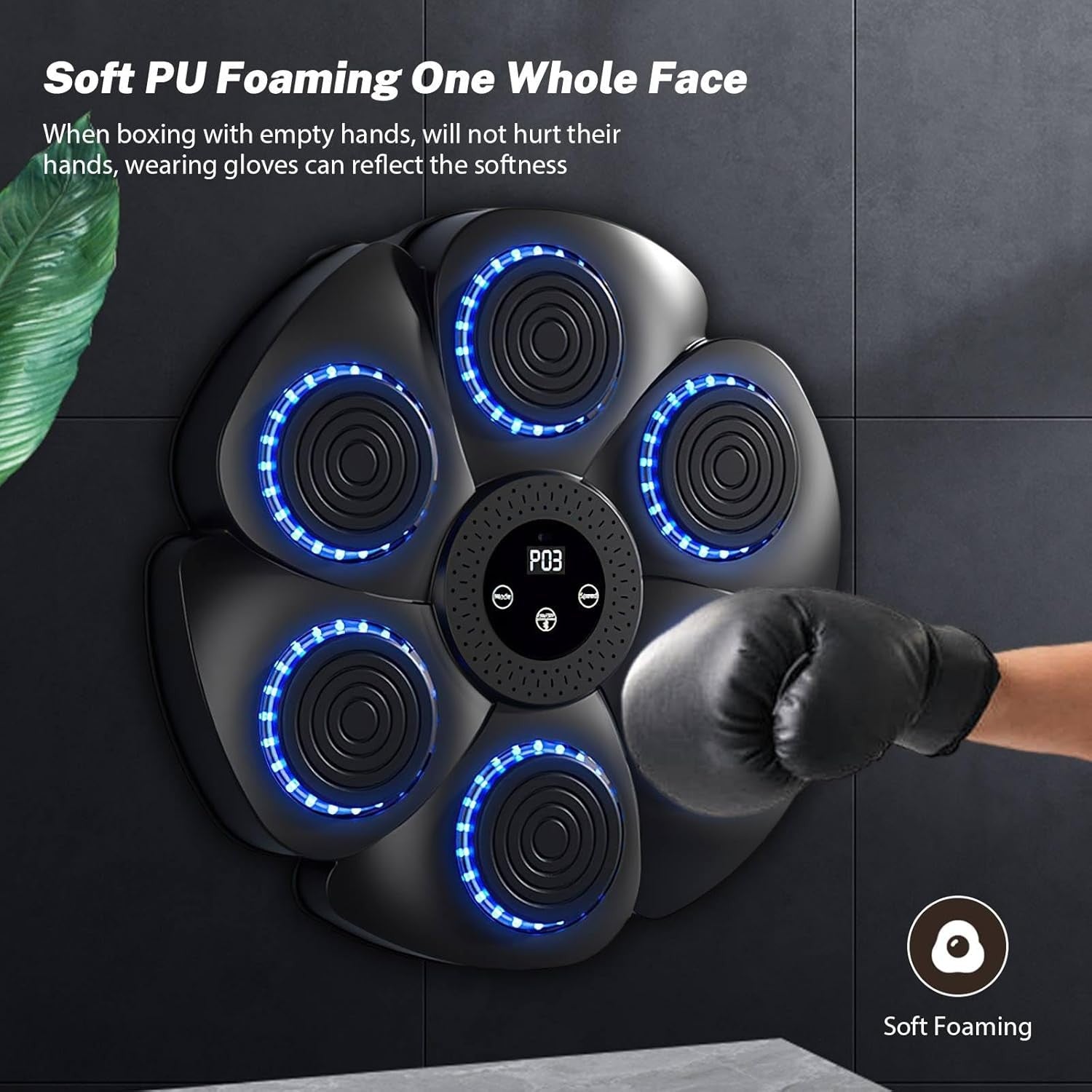 Music Boxing Machine Bluetooth LED Wall Mount Punch Home Workout