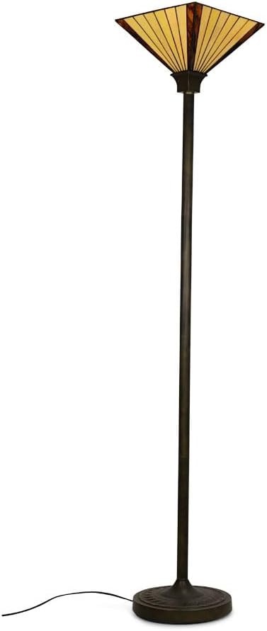 Tiffany Style Bronze Floor Lamp with Stained Glass Shade & LED Bulb