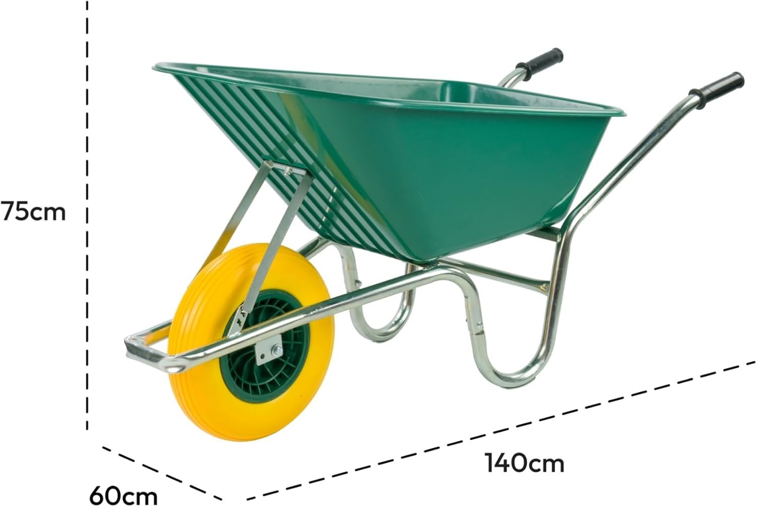 110L Garden Wheelbarrow – Green Plastic Tub w/ Steel Frame Reinforced Tyre 150kg