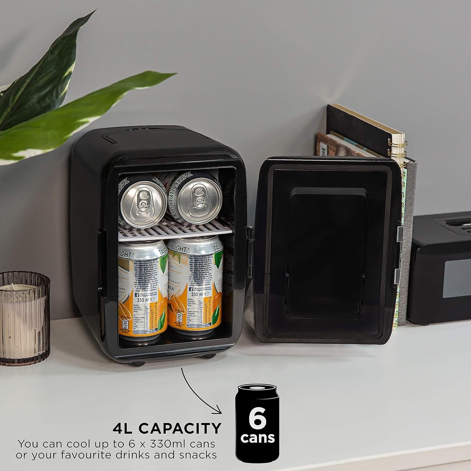 Portable 4L Mini Cooler & Warmer Retro Style for Office Bedroom Car Black