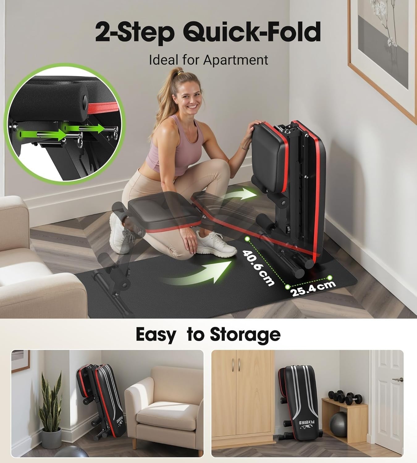 Foldable Adjustable Weight Bench 300KG Home Gym Incline Decline